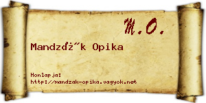 Mandzák Opika névjegykártya